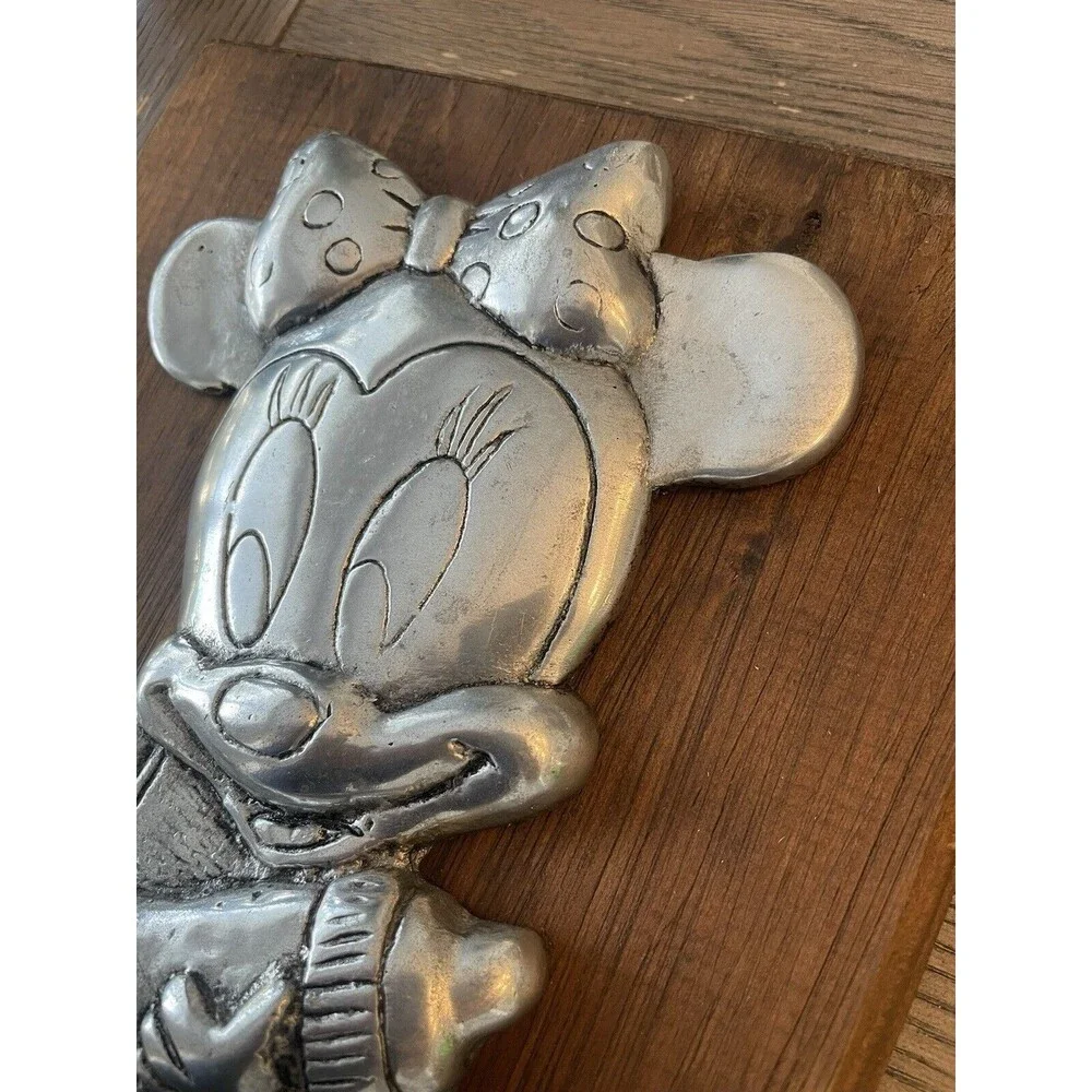 Vintage Disney baby minnie mouse pewter Wood Frame Nursery RARE Find 11x9